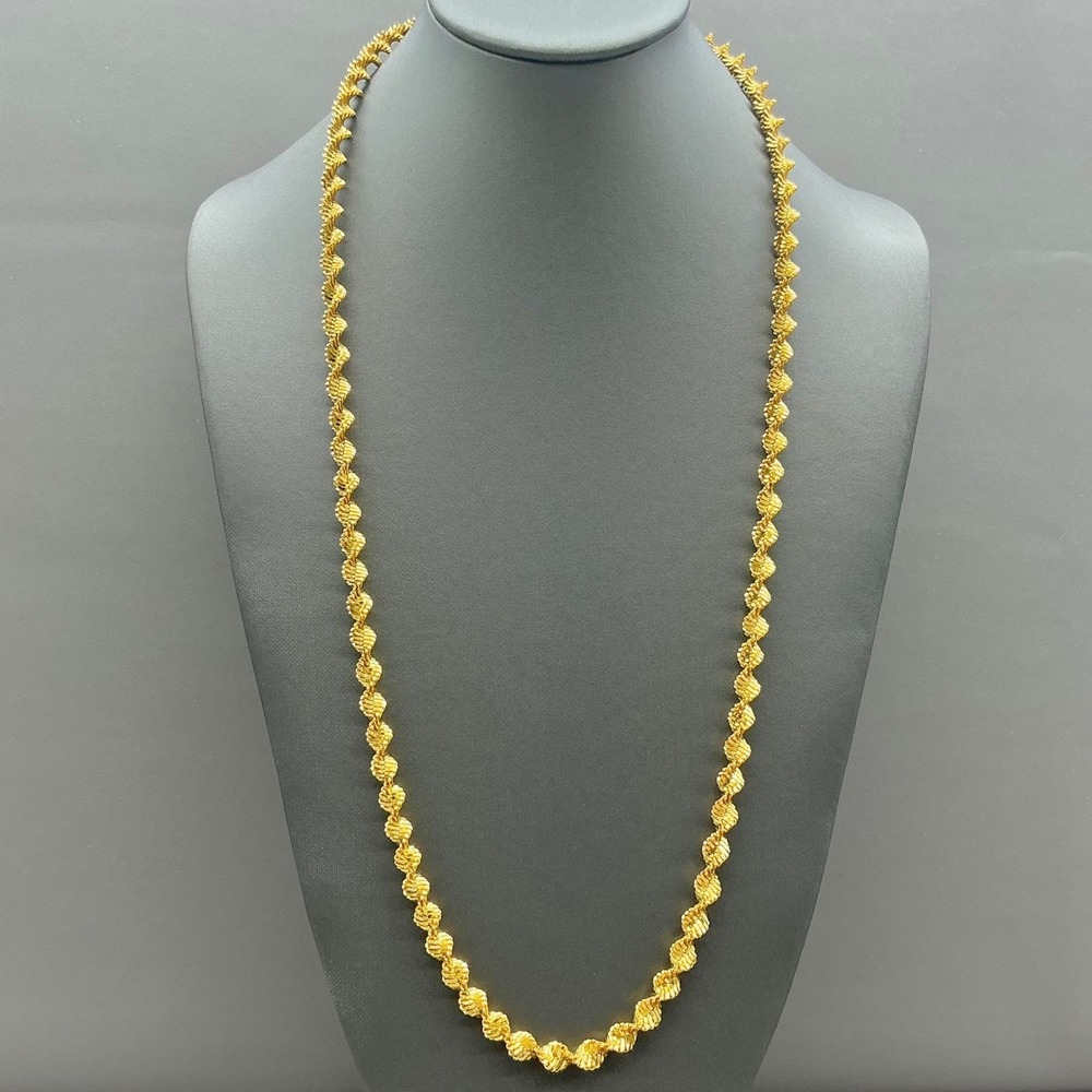 Premier Designs Necklace Gold Tone Twisted Rope Chain Textured Link 24 Inch